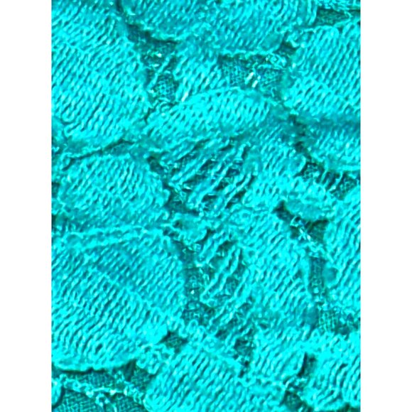 Ann Taylor Size 4 Turquoise Lace Peplum Blouse Chic Romantic Fit Floral Overlay - Picture 8 of 13